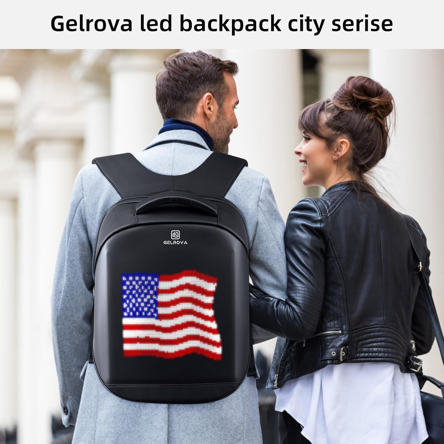 Gelrova LED Backpack with App Control City Serise, Cool DIY Pixel Art Animation Fashion Programming Laptop Backpack