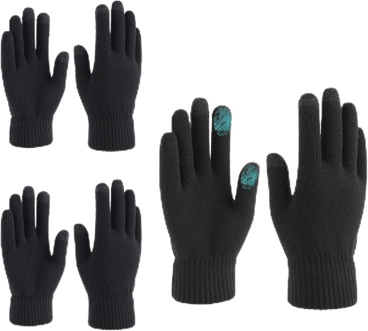 Fiohiros 3-Pirs Touch Screen Knitted Gloves,Dark Green Winter Warm Gloves for Men, Suitable for Outdoor Sports and Daily Use