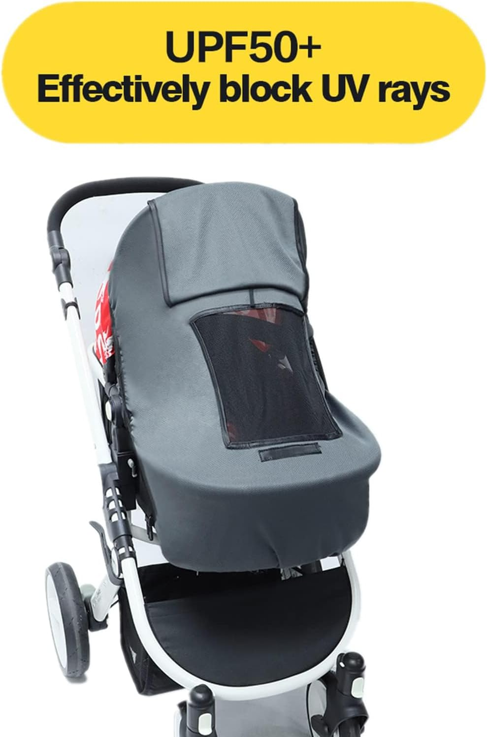 Sun Shade for Strollers, Universal Stroller Sun Protection Cover with UPF 50+ Sunshade UV Block for Baby (Black) image number 4