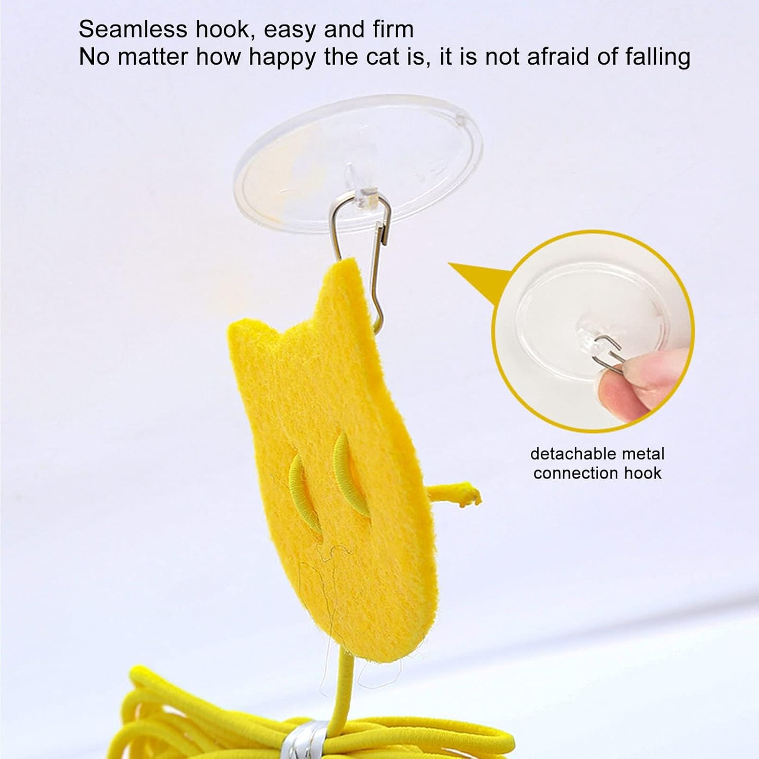 Door Hanging Cat Toy, Hanging Door Bouncing Cat Toy to Relieve Boredom and Stress, Elastic Rope (Funny Cat Rope and Grey Rabbit Fur Ball with Tail) image number 6