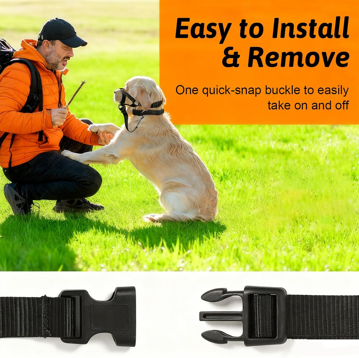 Dog Head Collar, Soft Dog Collar for Small, Medium, and Large Dogs on Walks, No - Pull Training Halter for Heavy Pullers (Black, L) image number 4