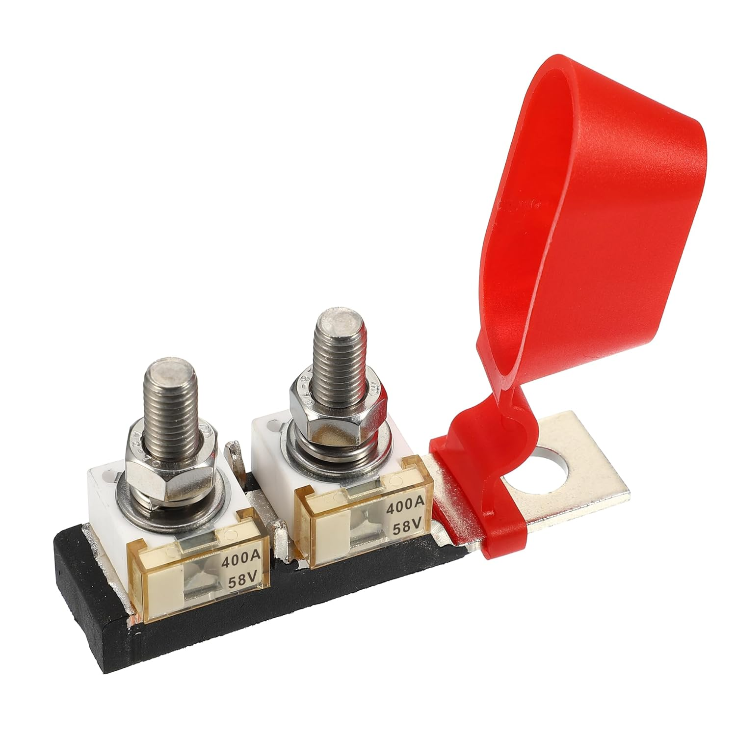 X AUTOHAUX 400A MRBF Terminal Fuse Block Kit, Double Studs Max Voltage 58V for Car Marine Boat RV, Plastic, Black, 1 Set image number 6