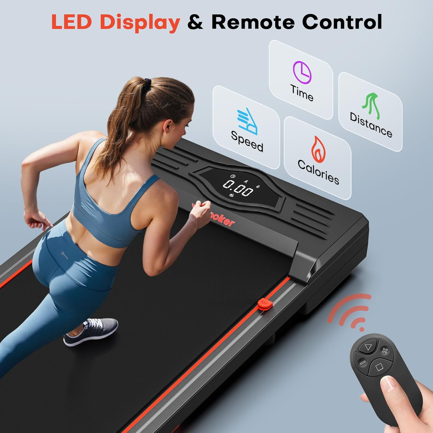 Walking Pad Treadmill, Wenoker under Desk Treadmill, Portable Foldable Walking Pad for Home/Office,Folding Compact Desk Treadmill with Remote Control, Free Installation - Red image number 6