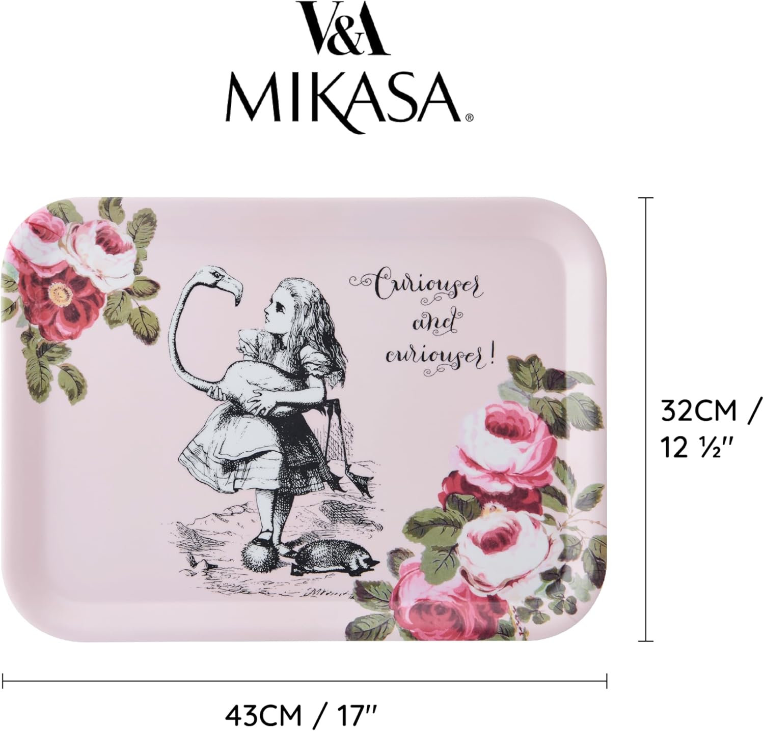 Mikasa and the V&A Serving Tray, Large Melamine Tray for Drinks and Afternoon Tea, Alice in Wonderland Collection, 43Cm X 32Cm, Perfect for Gifting image number 1