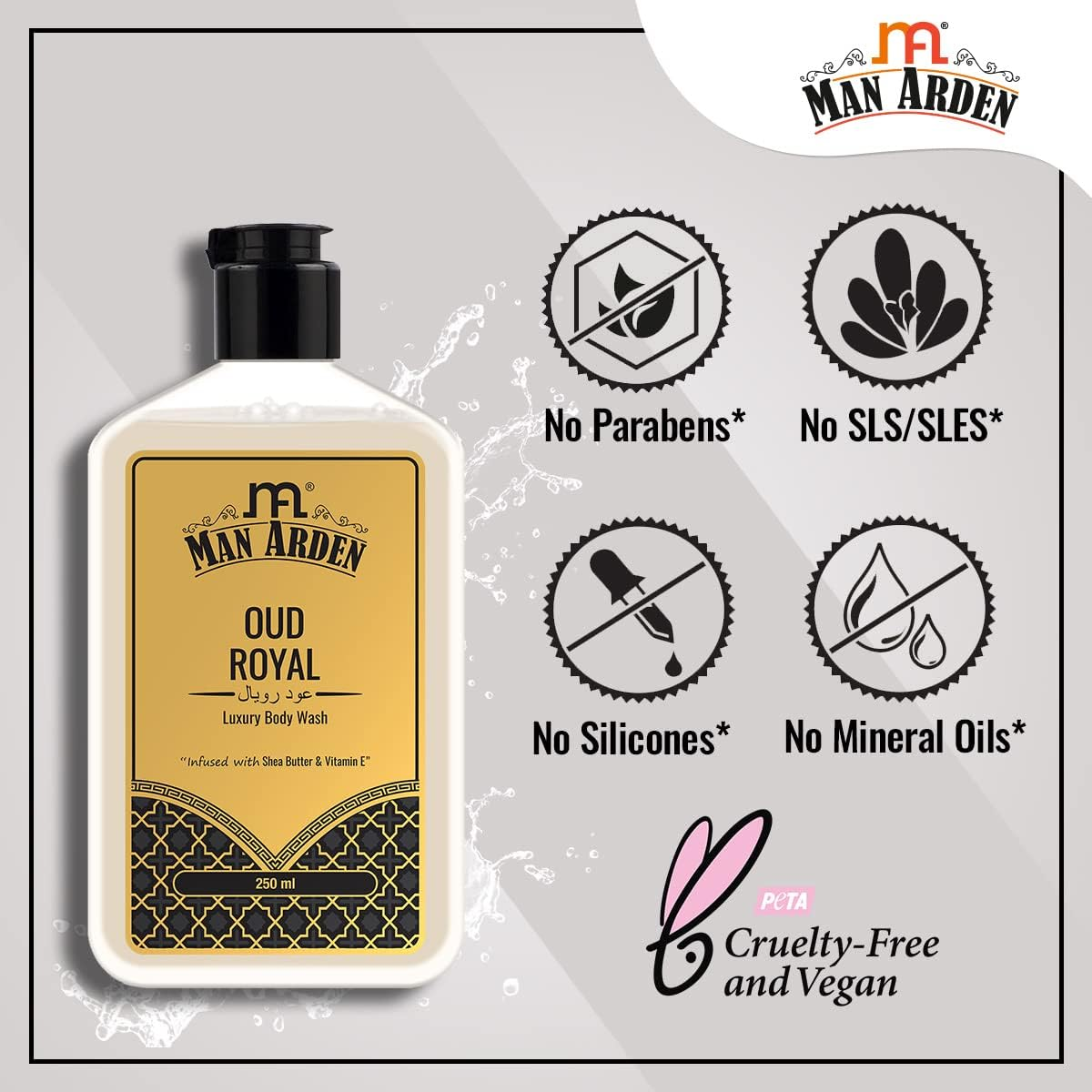 Man Arden Oud Royal Luxury Body Wash Infused with Shea Butter & Vitamin E, 250Ml image number 5