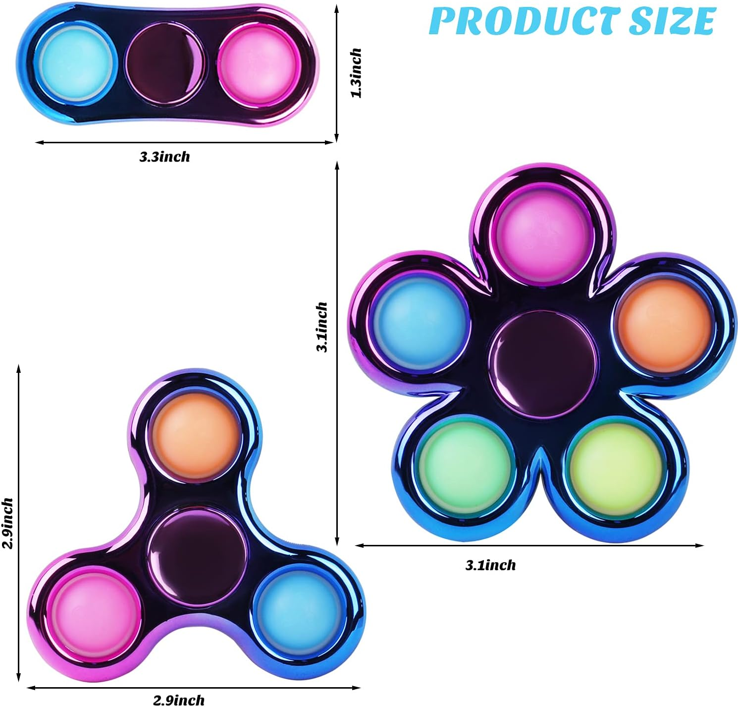 Jawhock 3 Pack Pop Fidget Spinner, Push Bubble Fidget Spinner, Party Favor Sensory Simple Fidget Pack Hand Spinner for ADHD Anxiety Stress Relief for Kids - Green image number 4