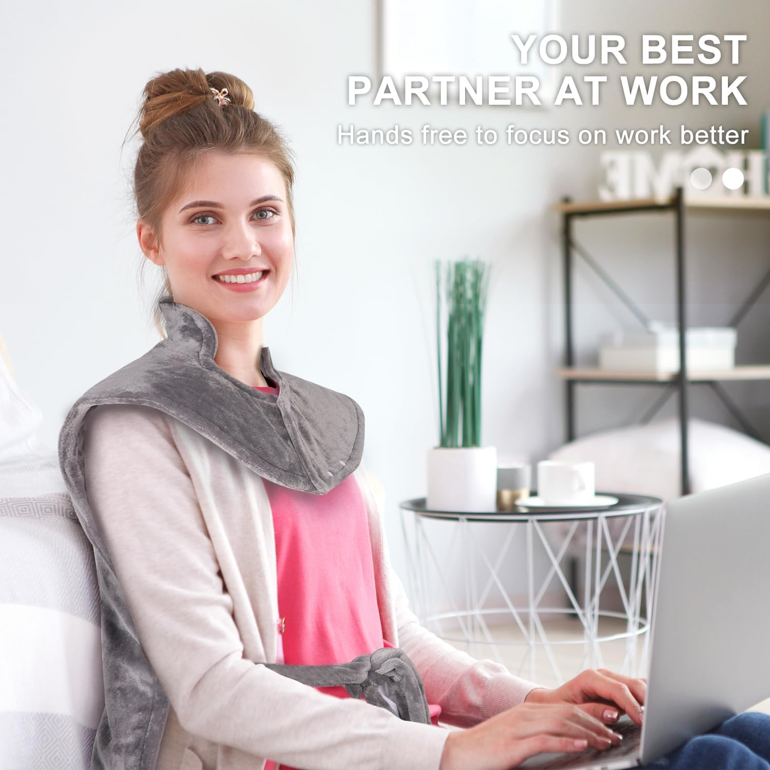 Electric Heating Pad for Back Pain Relief，100"X 60" Large Heating Pad for Neck and Shoulders，Fathers Day Gift，9 Heat Settings Auto Shut off Gifts，Birthday Gifts for Women Men Mum Dad，Machine Washable image number 6