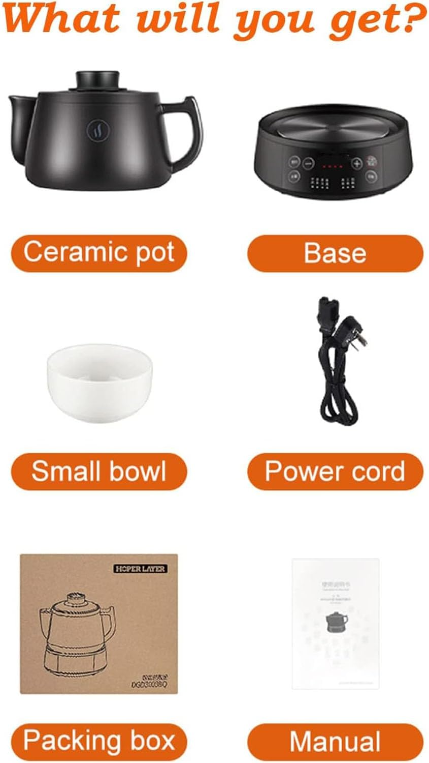 Jiuyang Health Pot Electric Kettle, 3L Health Medicine Pot Chinese Medicine Pot Multi-Function Tea Kettle High Temperature Ceramics Medicine Pot Decoction Stew Pot for Home image number 1