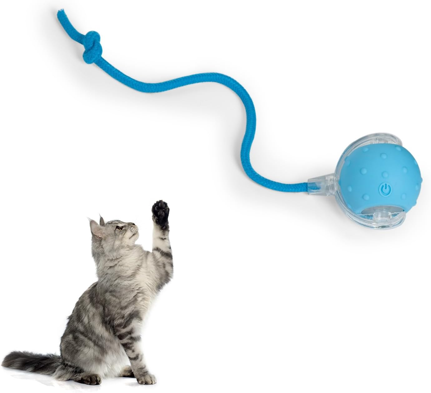 Interactive Cat Toy Ball for Indoor Cats, Upgraded 3.0 Automatically Moving Cat Toy Ball with Bird Sound, USB-C Rechargeable (Blue)