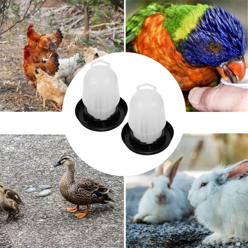 Naisfei 2Pcs Poultry Water Fountain Small Chick Feeder Automatic Chicken Feeder Feeding Cup,Automatic Bird Water Dispenser for Birds,Chicken Food Feeder Poultry,Poultry Water Dispenser Plastic image number 3