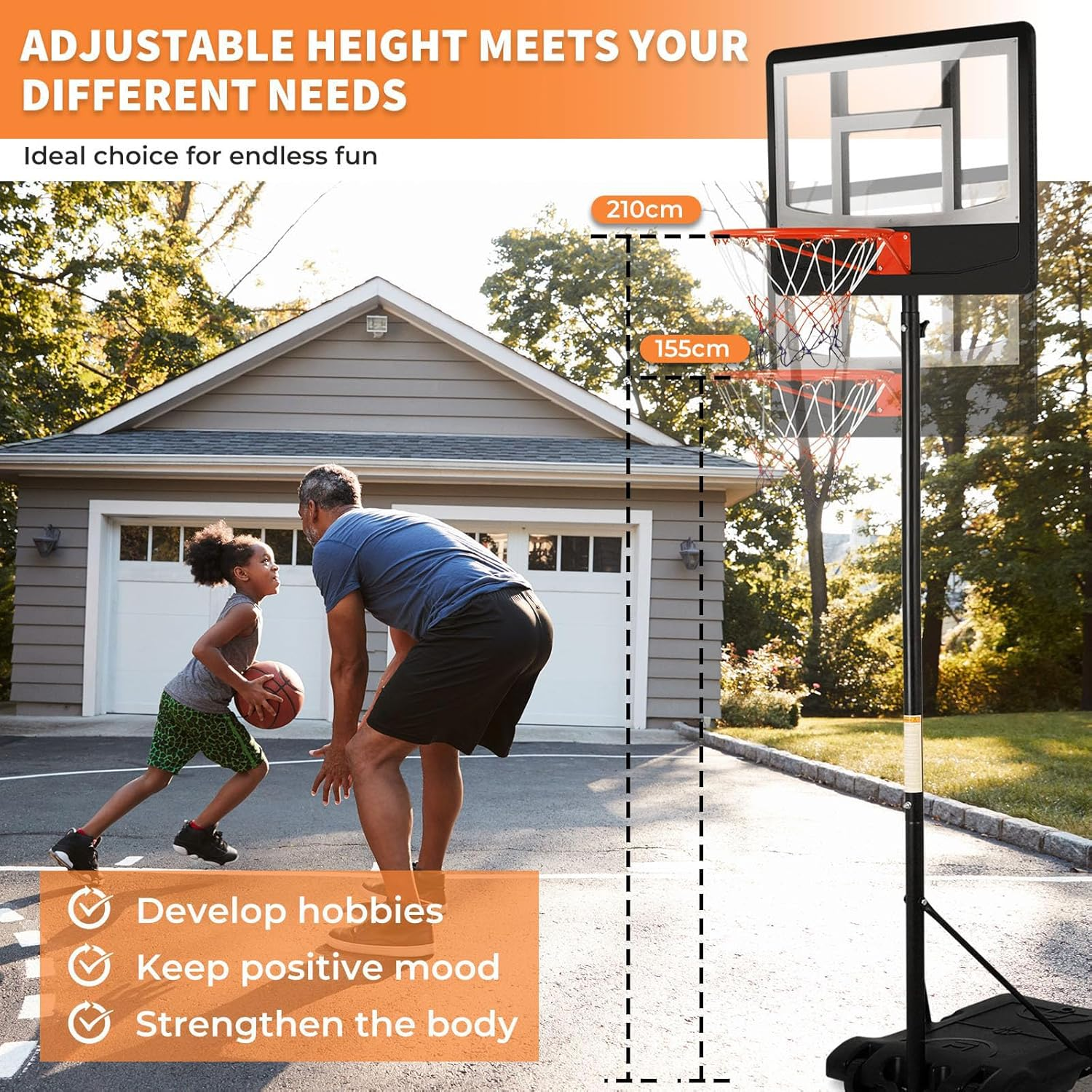 OUROAD Basketball Hoop Stand, Height Adjustable Basketball System W/Wheels for Indoor Outdoor Use image number 4
