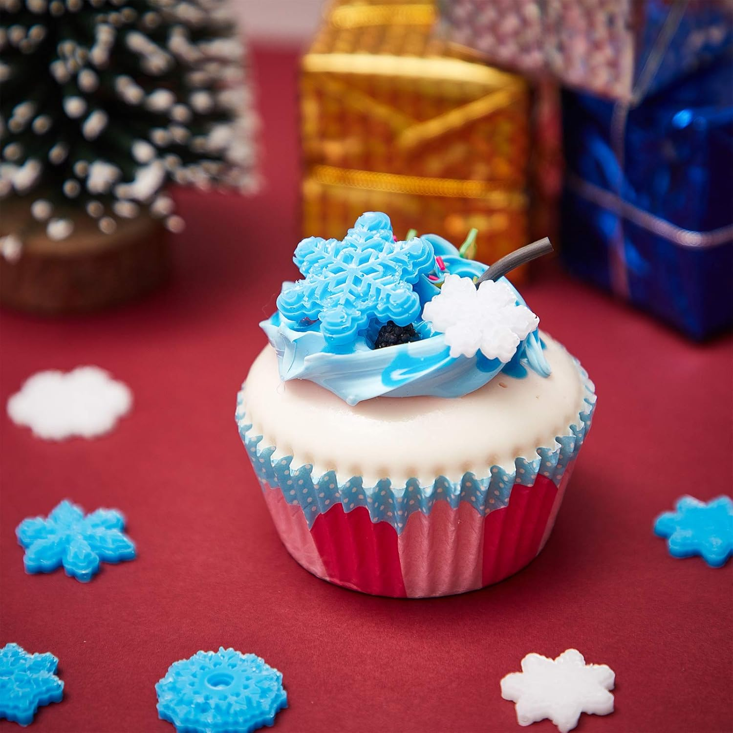 Boao 2 Pieces 3D Snowflake Silicone Mold Winter Snowflake Fondant Silicone Mold for Cake Cupcake Decoration Polymer Clay Crafting Projects(Gray)