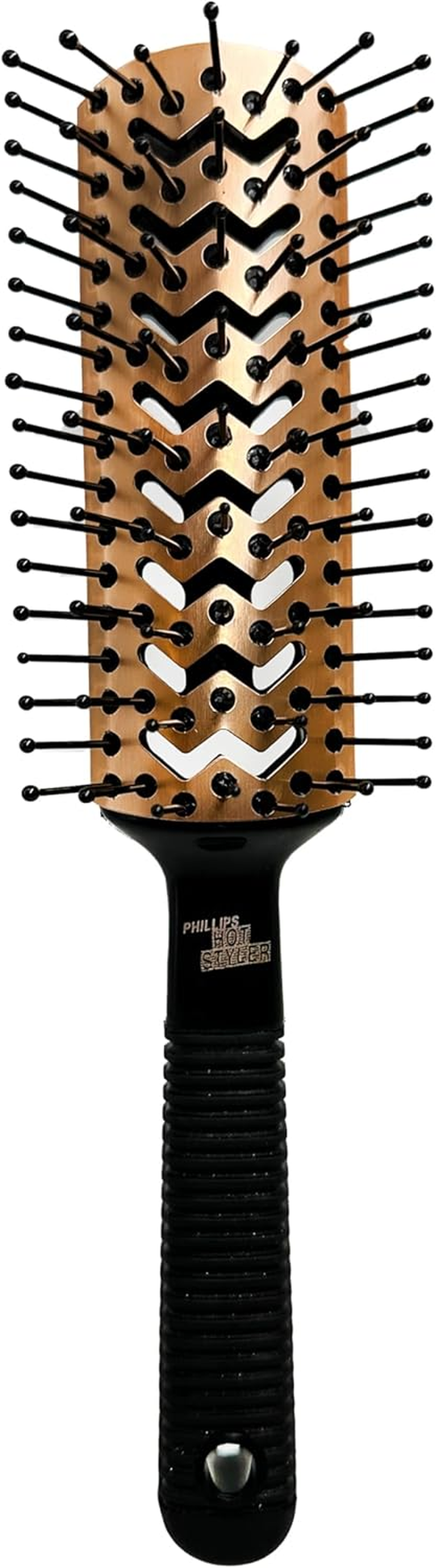 Phillips Brush Hot Styler Rose Gold Metal Vented Hair Brush for Blow Drying & Styling, Anti-Static Ball Tipped Nylon Bristles &ndash; Rubber Ergonomic Handle