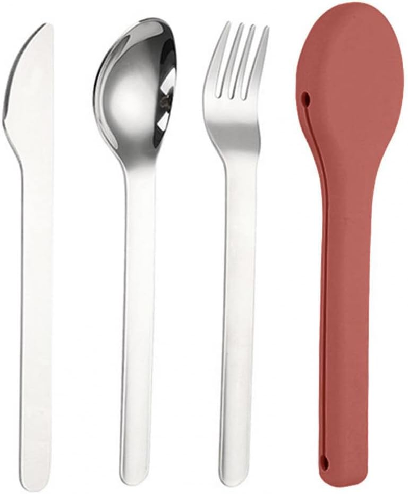 ARFUKA Camping Utensils Travel Silverware Set with Case Stainless Steel Fork Spoon Knife Set Camping Cutlery Set Travel Utensils with Case Flatware Set Tableware for Traveling Picnic Hiking Lunch Box