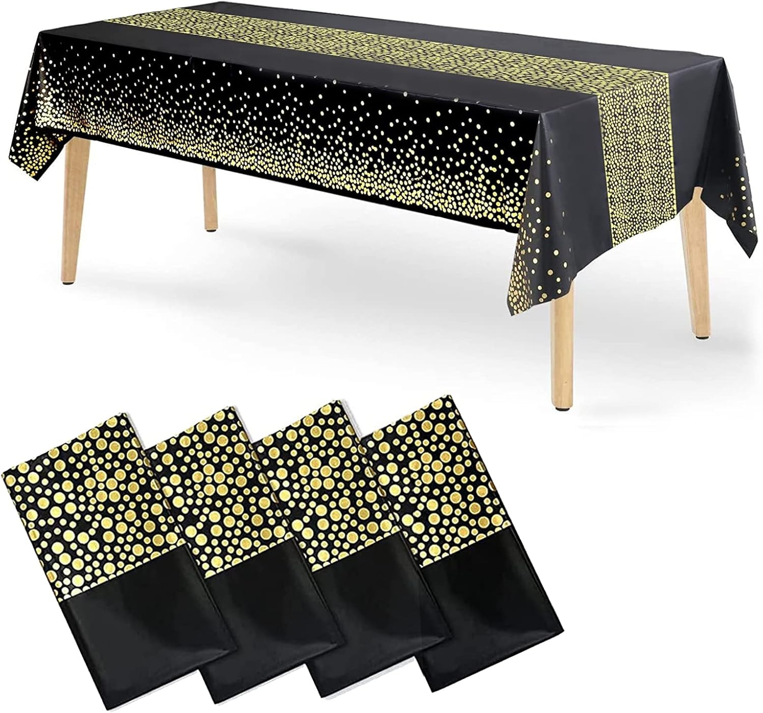 Disposable Plastic Tablecloths, 4 Pack White and Pink Sequins Tablecloth 54" X 108" Party Table Cover Table Runner for Rectangle Tables up to 8 Ft and Birthday Wedding Christmas New Year BBQ Banquet