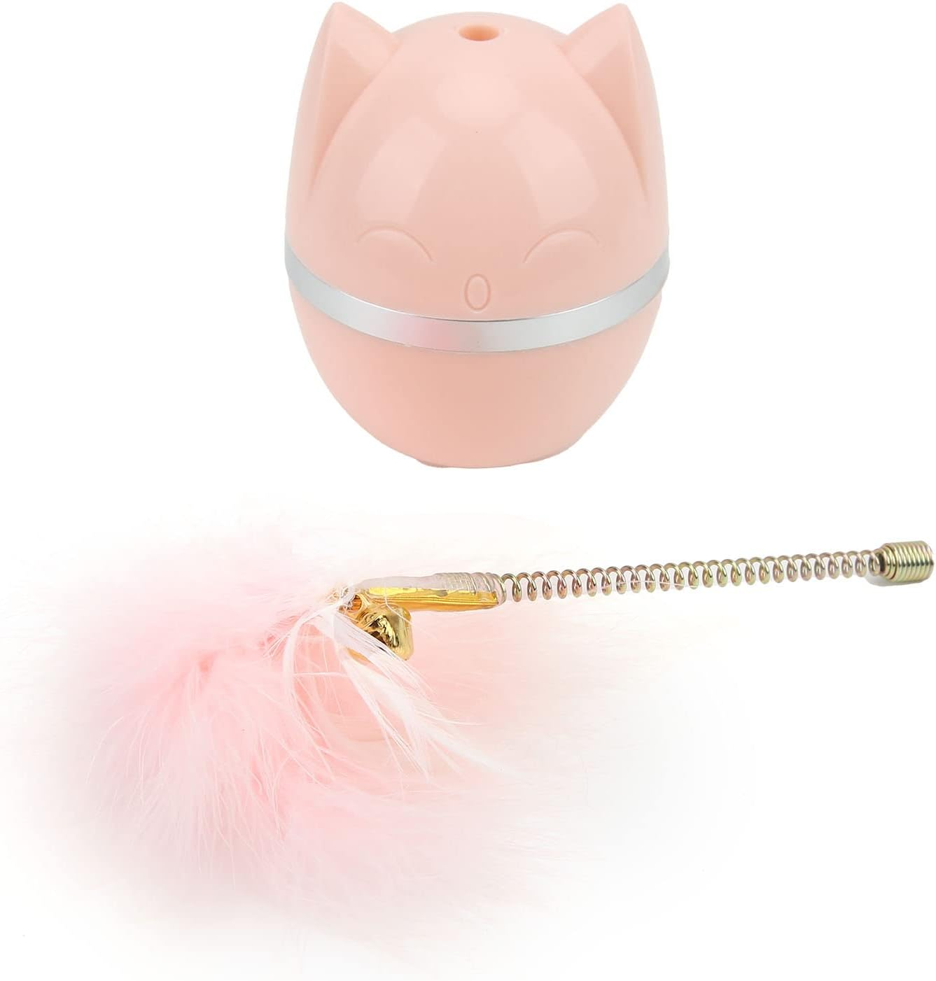 Cat Feather Toy, Cat Teaser Interactive Cat Toy with Bell, Cat Springs Ribbon Toys Ring Bell Feather Pet Toy to Stimulate Instinct for Indoor Cats Kitten (Pink) image number 6
