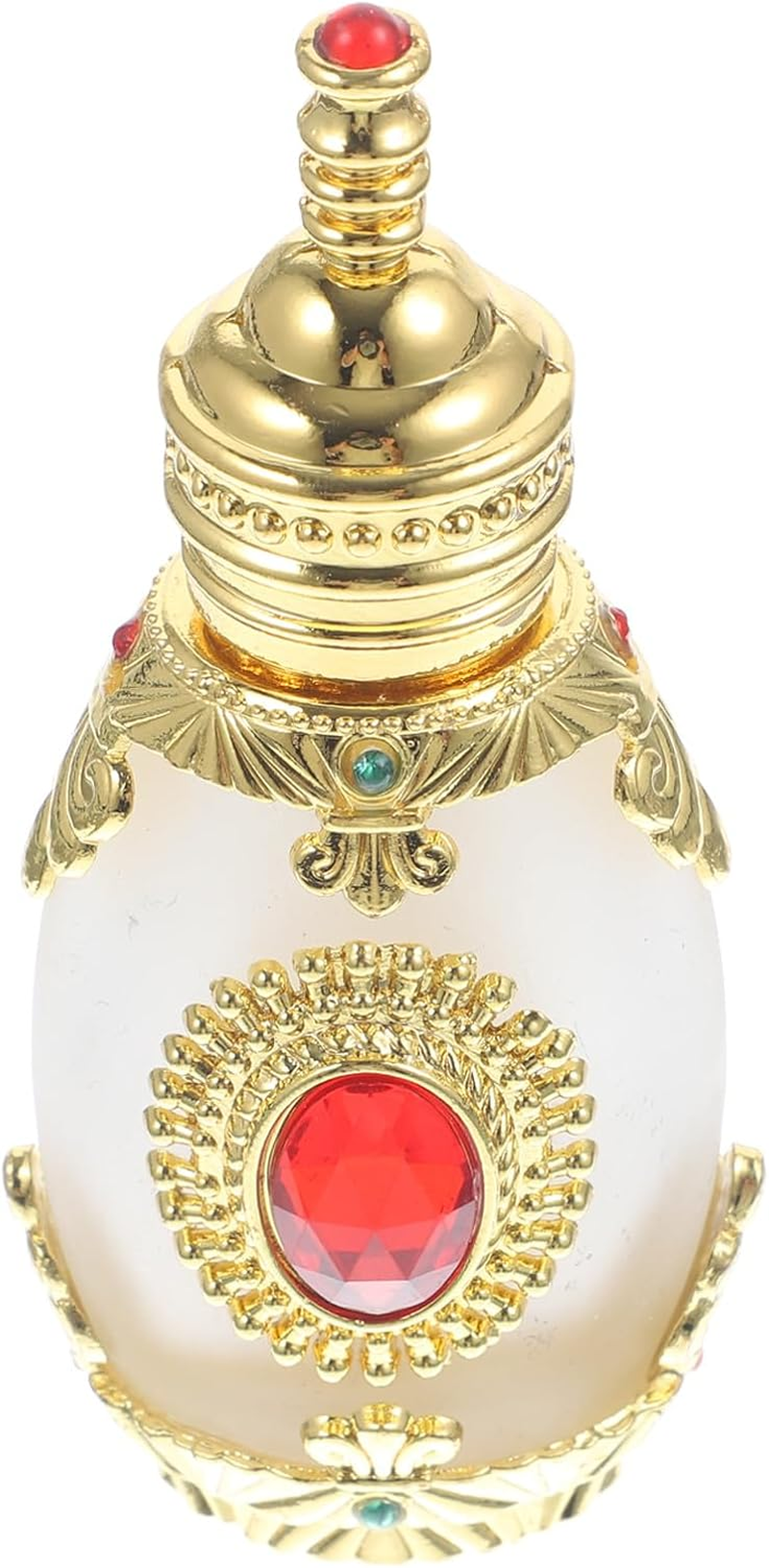 HINTRMENT Vintage Style Perfume Bottle Red Stone Essential Oil Container Refillable Middle Eastern Fragrance Storage Bottle for Anointing Oil and Travel Use image number 2