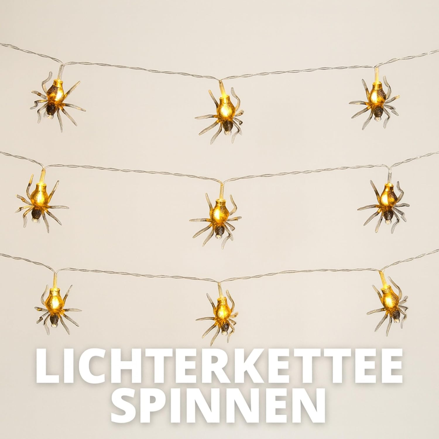 MIJOMA LED Spider Fairy Lights 165 Cm - 10 Warm White Leds - Halloween Decorative Fairy Lights Battery Operated - Party Lights with On/Off Switch for Indoor and Outdoor Use image number 3