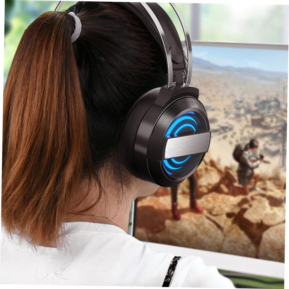 LIGIGWASH Wired Gaming Headset Microphone for Pc Stereo Computer Headphones Over-Ear Home Headset Black Standard Version for Gamers image number 6