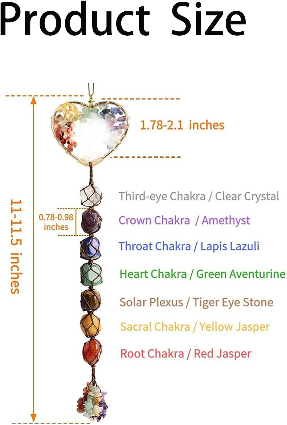 Tree of Life Wall Decor with 7 Chakra Stones - Healing Crystals for Meditation and Yoga, Feng Shui, Christmas Home Decoration, Crystal Car Hanging Ornament image number 2