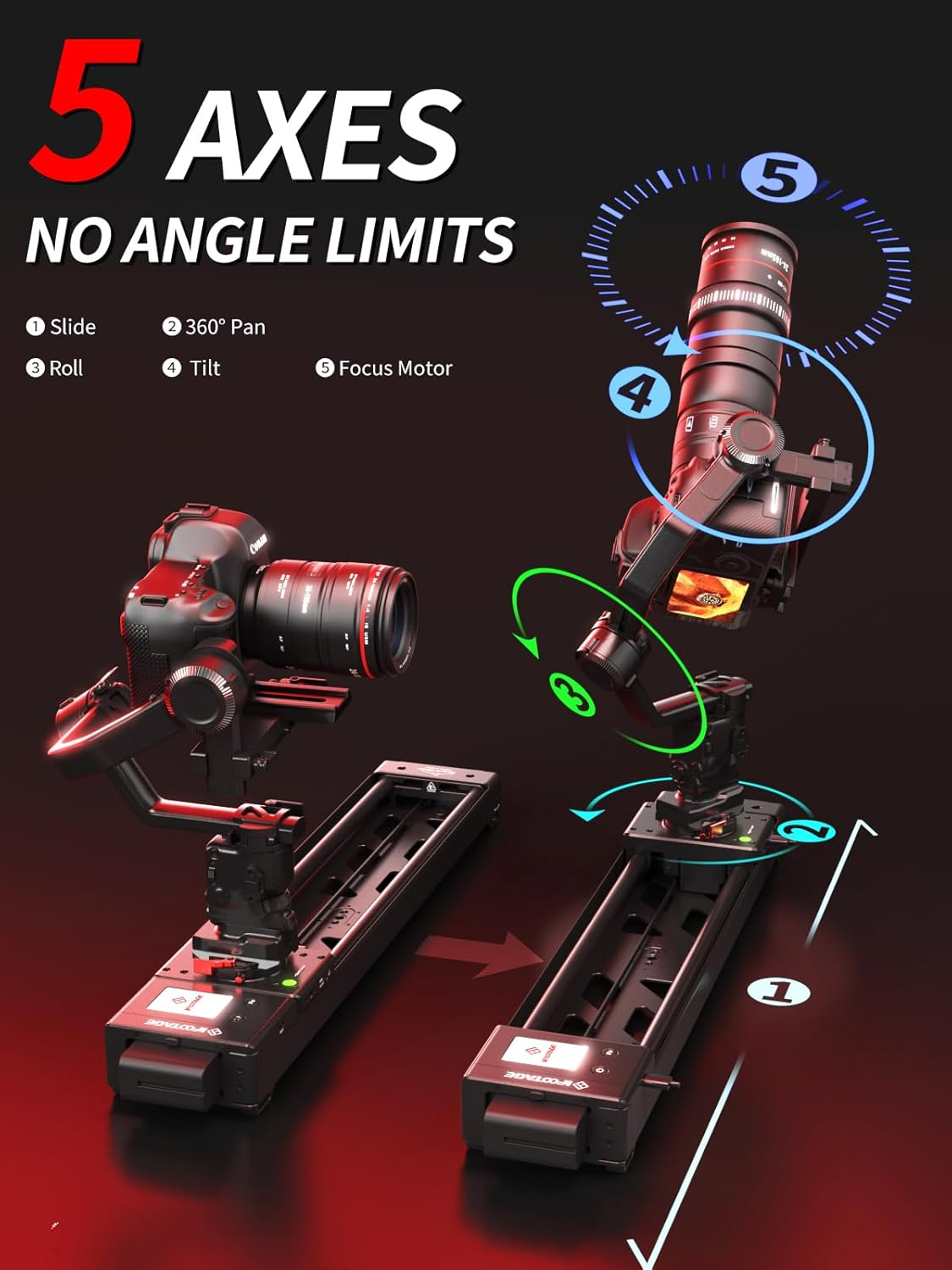 IFOOTAGE Shark Slider Nano II 660 Motorized Camera Slider - 26" Multi-Axis Pan Slider for DJI RS 2/RS3 Pro/Rs 4/RS 4 Pro Gimbals, 15.4Lbs Payload, 360&deg; Panoramic, 6 Modes, Phone/Camera Compatible​