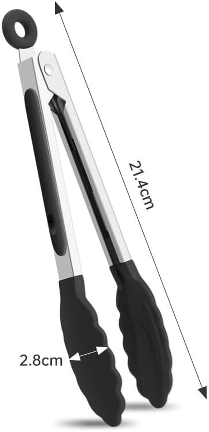 Set of 3 7-Inch Small Silicone Tongs Mini Serving Tongs Kitchen Barbecue Clip Anti-Scalding Barbecue Clip (Black, One Size)