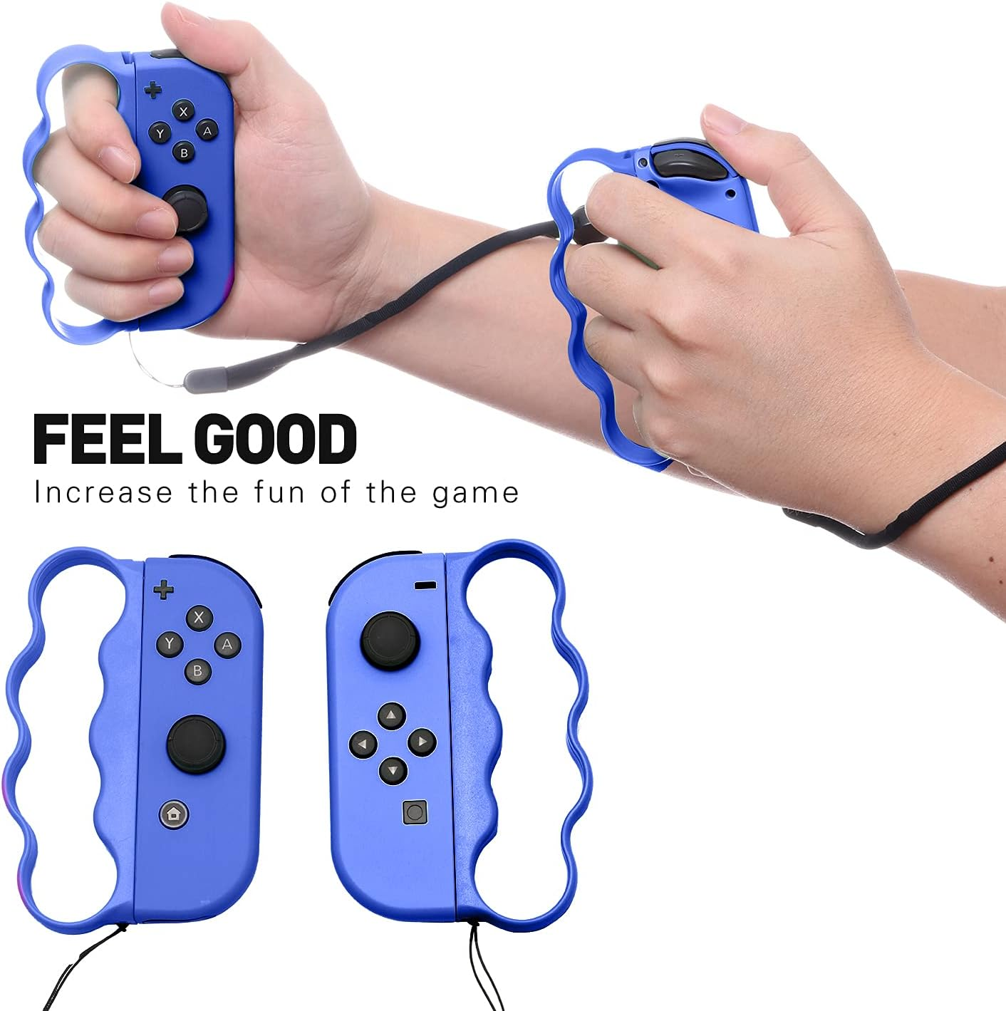 ECHZOVE Fitness Boxing Grips for Nintendo Switch - Lightweight Ergonomic Joy-Con Handles with Secure Lock for Switch Sports & Fitness Boxing Games - Compatible with Fitness Boxing 3-2 Packs (Blue) image number 6