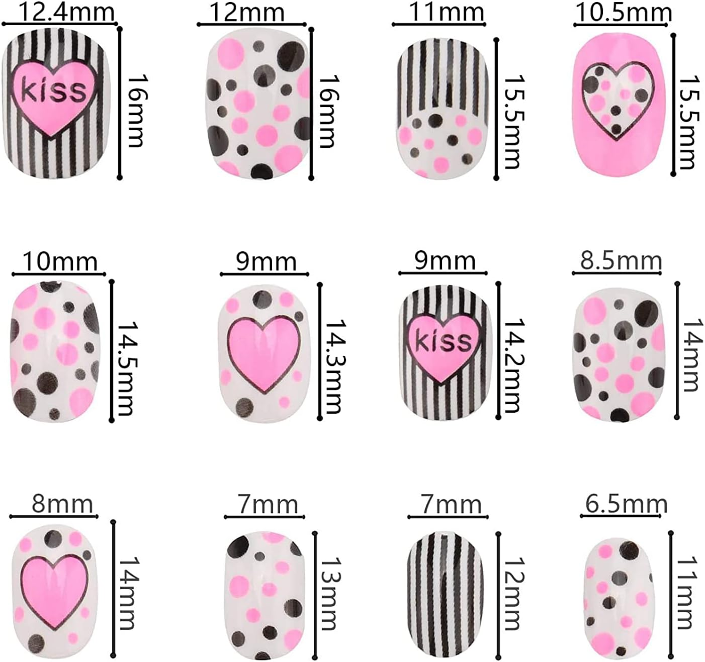 SAVITA 96Pcs Kids False Nails Press on Colorful Pre-Glue Full Cover Short False Nails Fake Nails for Girls Lovely Children Nail Art Decoration, 4 Boxes image number 2