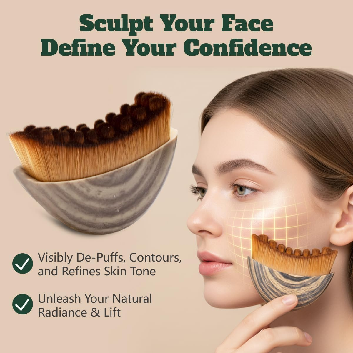 Lymphatic Contour Face Brush, Professional Lymphatic Drainage Brush with Durable Soft Bristles, Ergonomically Designed to Precisely Fit Facial Curves & Relieve Tension image number 2