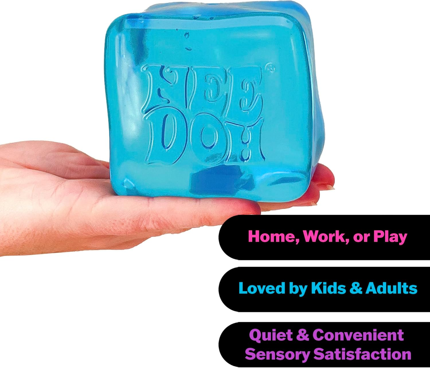 Needoh Niceberg - Sensory Squeeze Toy with Super Solid Squish, Giant 3.25" Blue Nice Cube (Pack of 1) image number 6