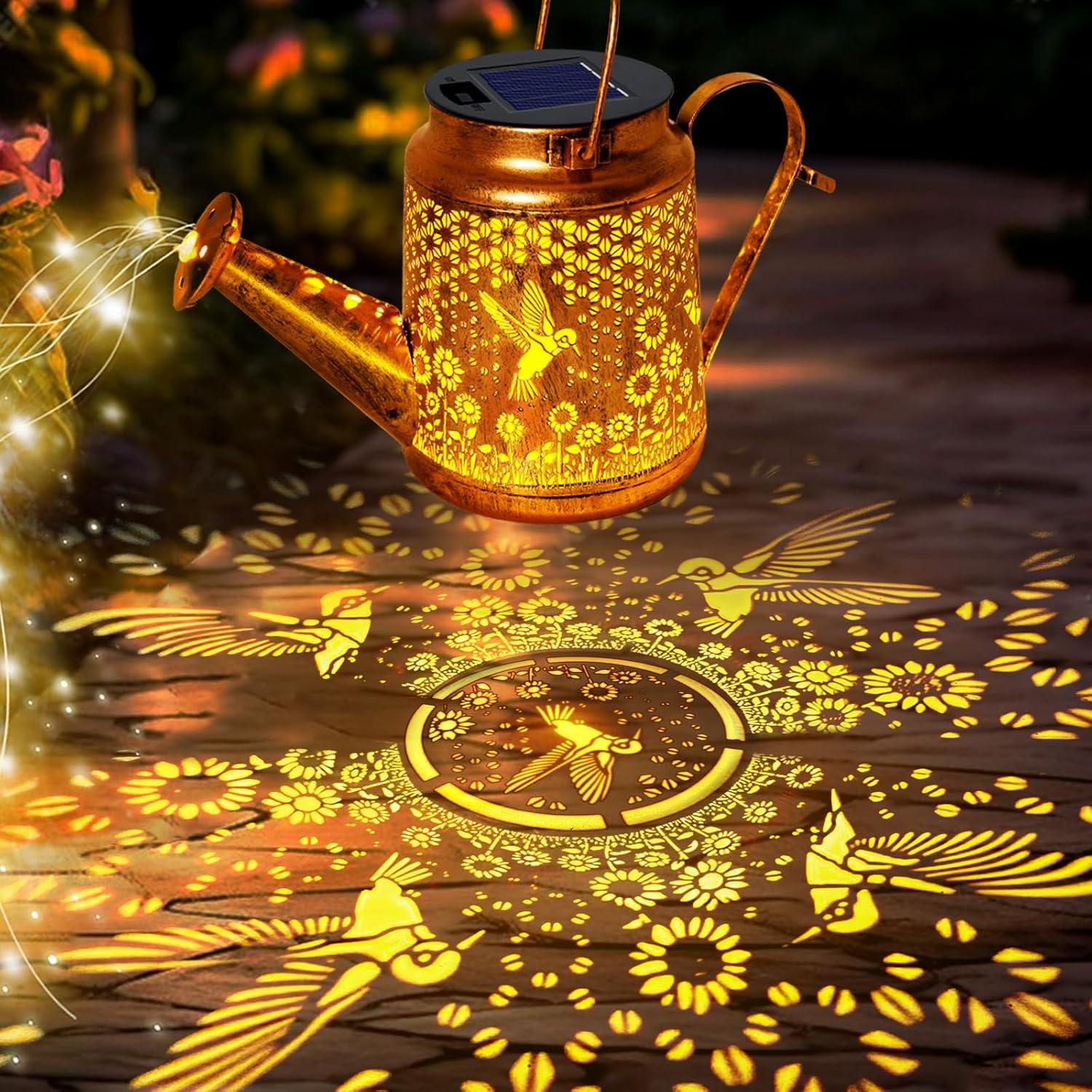 Solar Watering Can Lights, Hummingbird Hanging Lanterns Outdoor, Gardening Gifts for Mom Women Grandma Birthday, Waterproof Solar Lights Garden Decor for outside Yard Art Patio Porch Lawn Backyard image number 6