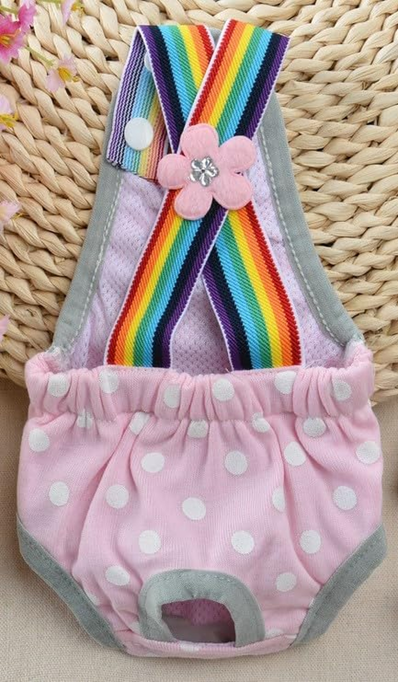 Washable Female Dog Diapers Underwear, Pet Sanitary Pants Cloth Diaper Nappy Covers Underwear Reusable Suspender (Light Pink, M, Count, 1) image number 3