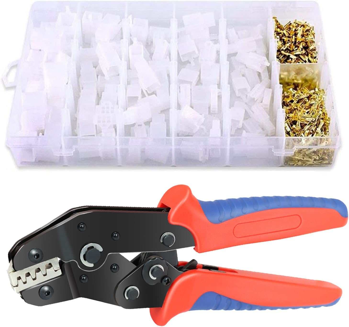 Wire Terminal Crimping Tool Kit;Ratcheting Wire Crimper (0.5-1.5Mm&sup2;) & 580PCS Female Male 2.8Mm Pitch 2 3 4 6 9 Pin Header Crimp Connectors Housing Terminal Set for for Motorcycle, Bike, Car, Boats image number 6