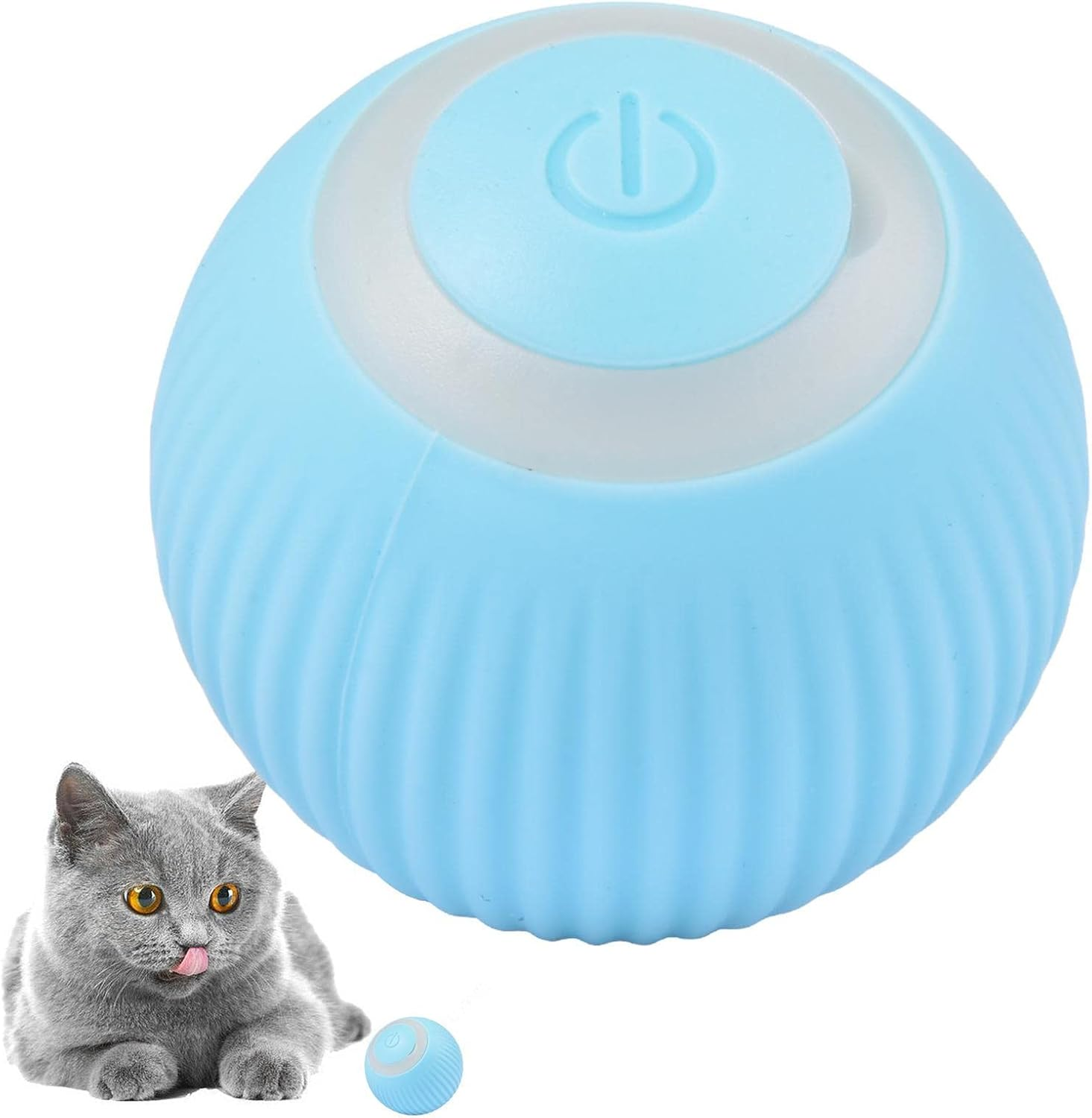 Cat Self Rolling Ball, Moving Cat Toy for Kittens, Pet Entertainment Ball, Interactive Rolling Dog Ball, Intelligent Play for Cats, Cat and Dog Rechargable Play, Innovative Pet Exercise Ball/45 (Colo - Blue image number 2