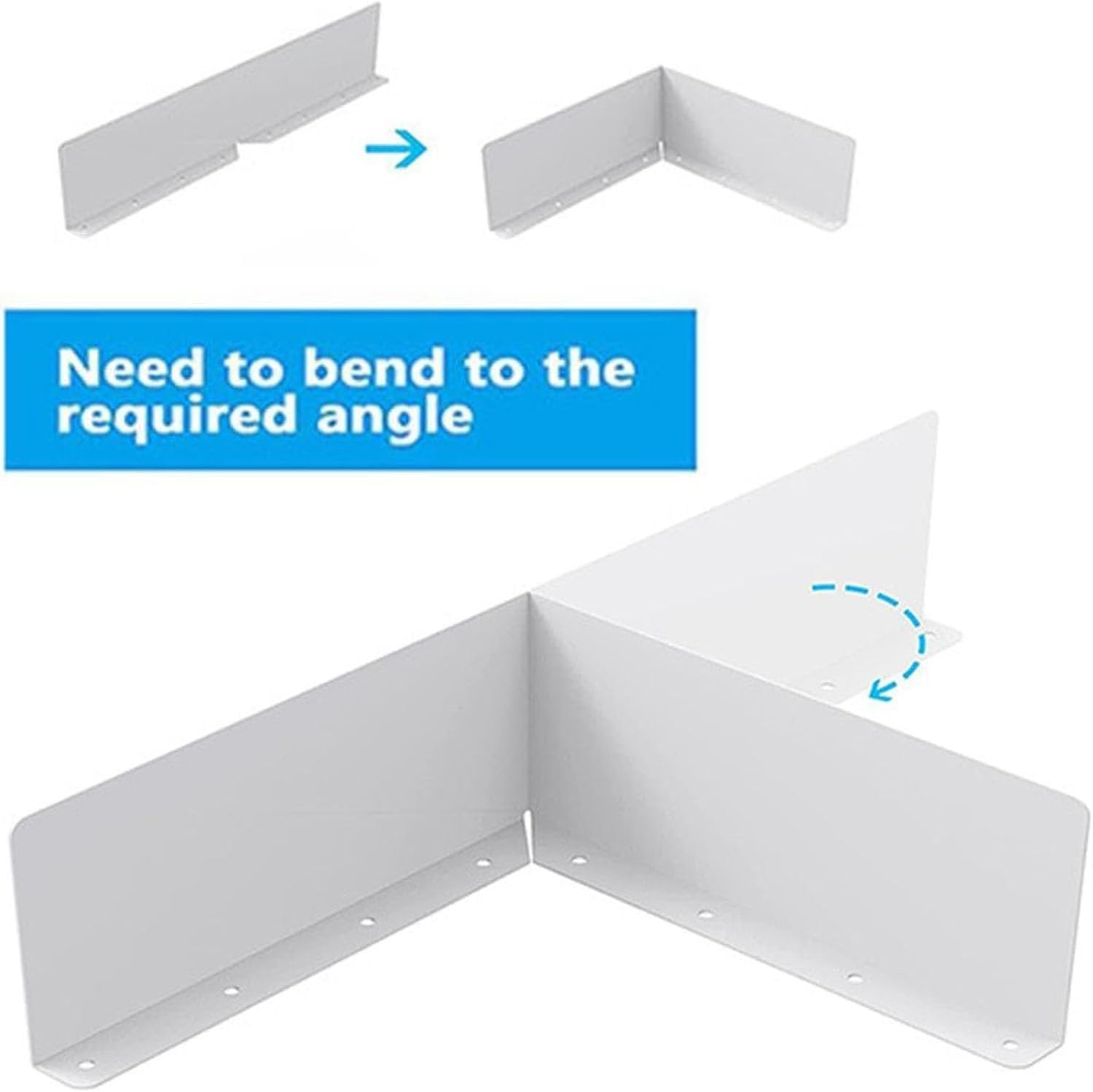 2 Pack Aluminum Gutter Valley Splash Guards, Foldable Rainwater Roofing Gutter Guard with Screws, Bendable Roof Rain Diverter, Diverter Roof Rain Diverter for House Shingle Roofs Corner image number 3