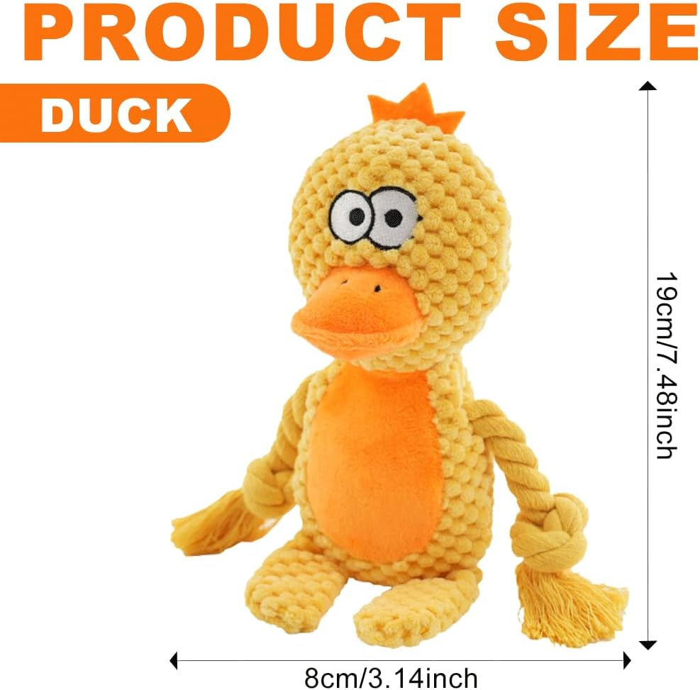 2025 Plush Dog Toy - Squeaky & Indestructible Chew Toy for Small Medium Dogs, Interactive Soft Stuffed Toy, Washable & Lightweight for Puppies (Duck) image number 2