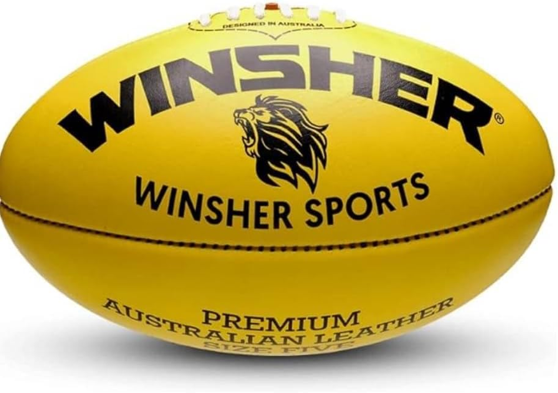 Winsher Storm Australian Leather - Australian Rules Football - Size 4 & 5 Yellow image number 3