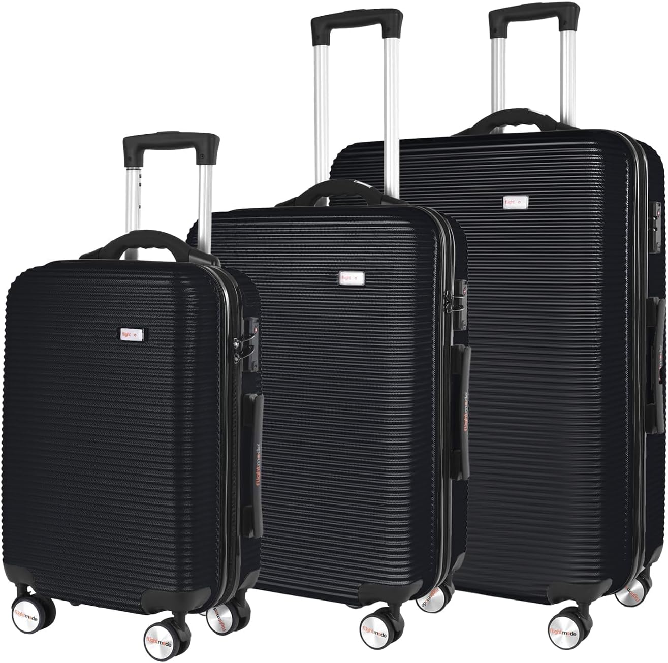 Lightweight Luggage Suitcase with Digital Weighing Scale & USB Charging Port - Tsa-Approved Travel Bag with Silent Wheels & Durable Iron Tie Rod Black (3 Size Set)