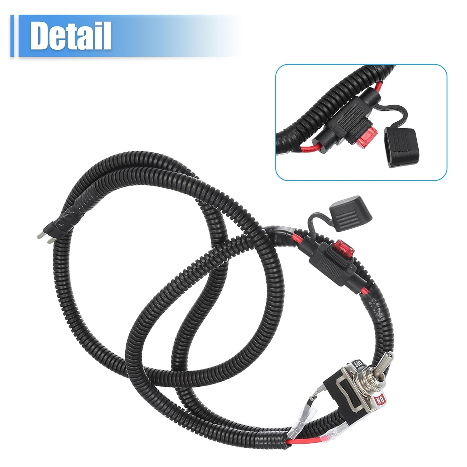 Uxcell 1 Set 133.5Cm 52.56" Universal Automotive Switched Fuse Bypass Kit Fuse Bypass Switch