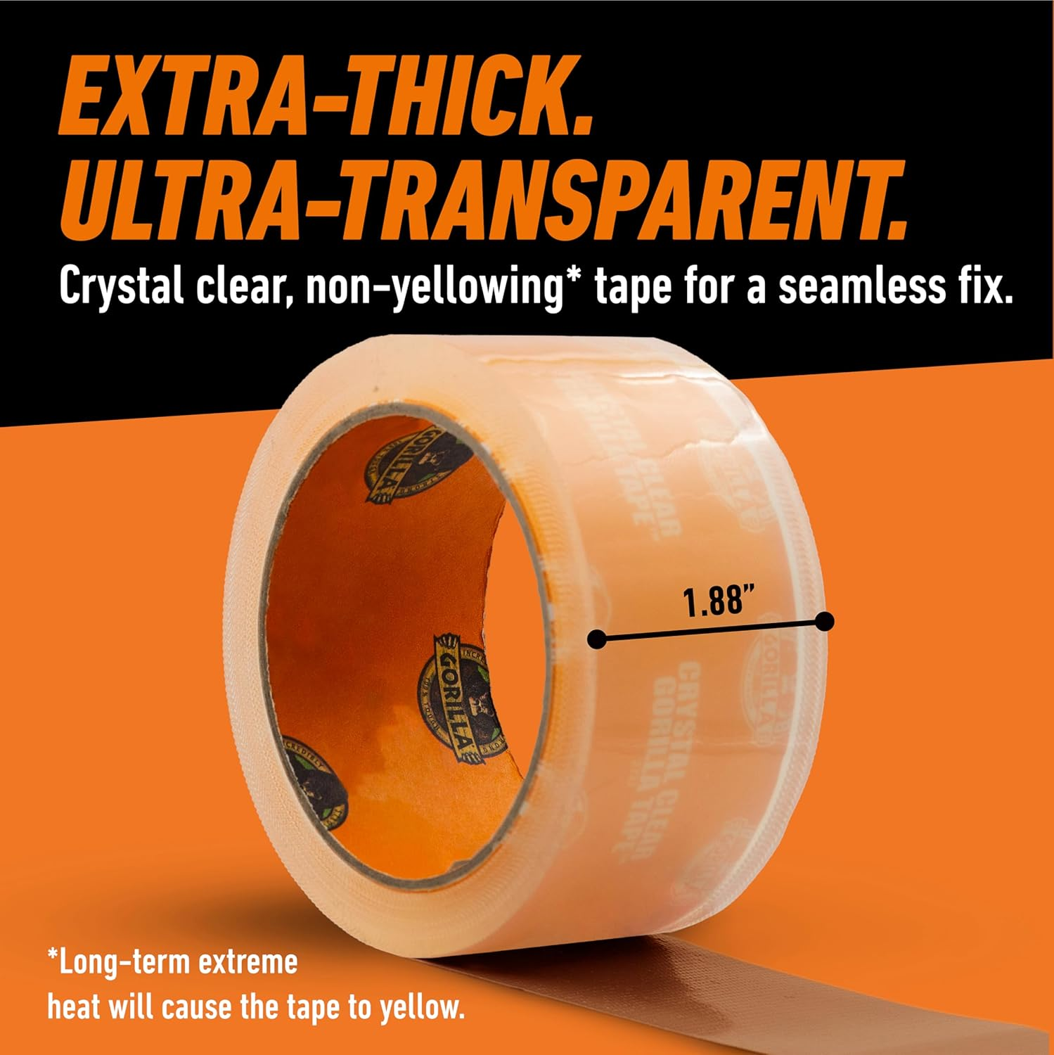 Gorilla Crystal Clear Repair Duct Tape, 1.88&rdquo; X 18 Yd, Clear, (Pack of 2) image number 6