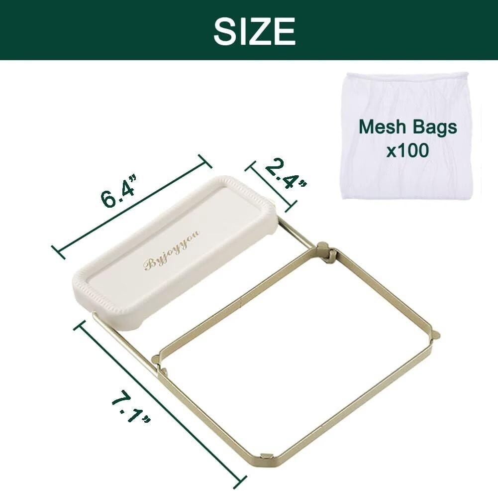 SENIURIS Sink Drain Rack with Strainer, Foldable Food Catcher for Kitchen, Corner Basket Garbage Disposal Strainer Side, with 100Pcs Disposable Mesh Bags. image number 1