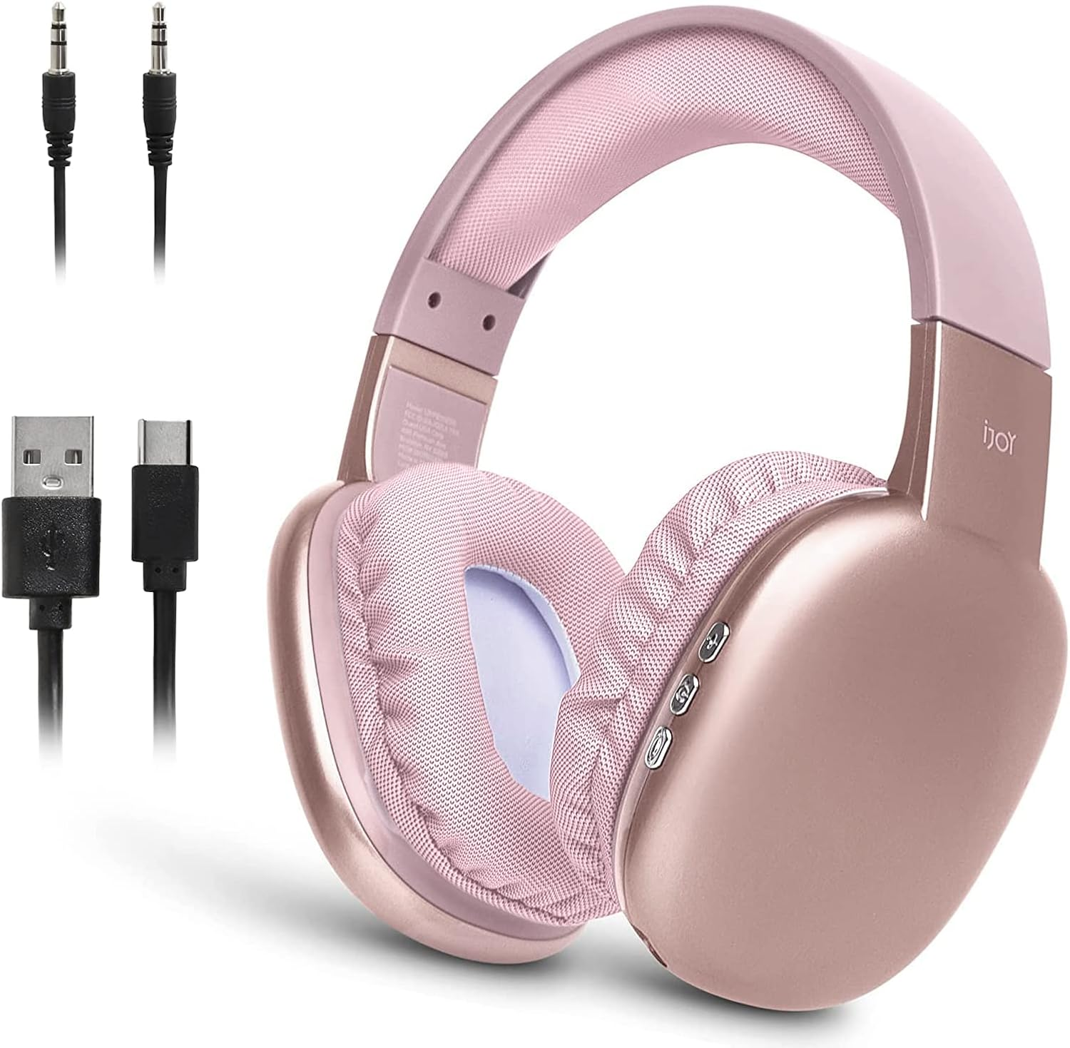 Ijoy Ultra Wireless Headphones with Microphone - Rechargeable over Ear Bluetooth Headphones with 10Hr Playtime, SD Slot, Backup Wire - Soft Cushion Wireless Headset with Mic (Pink) image number 3
