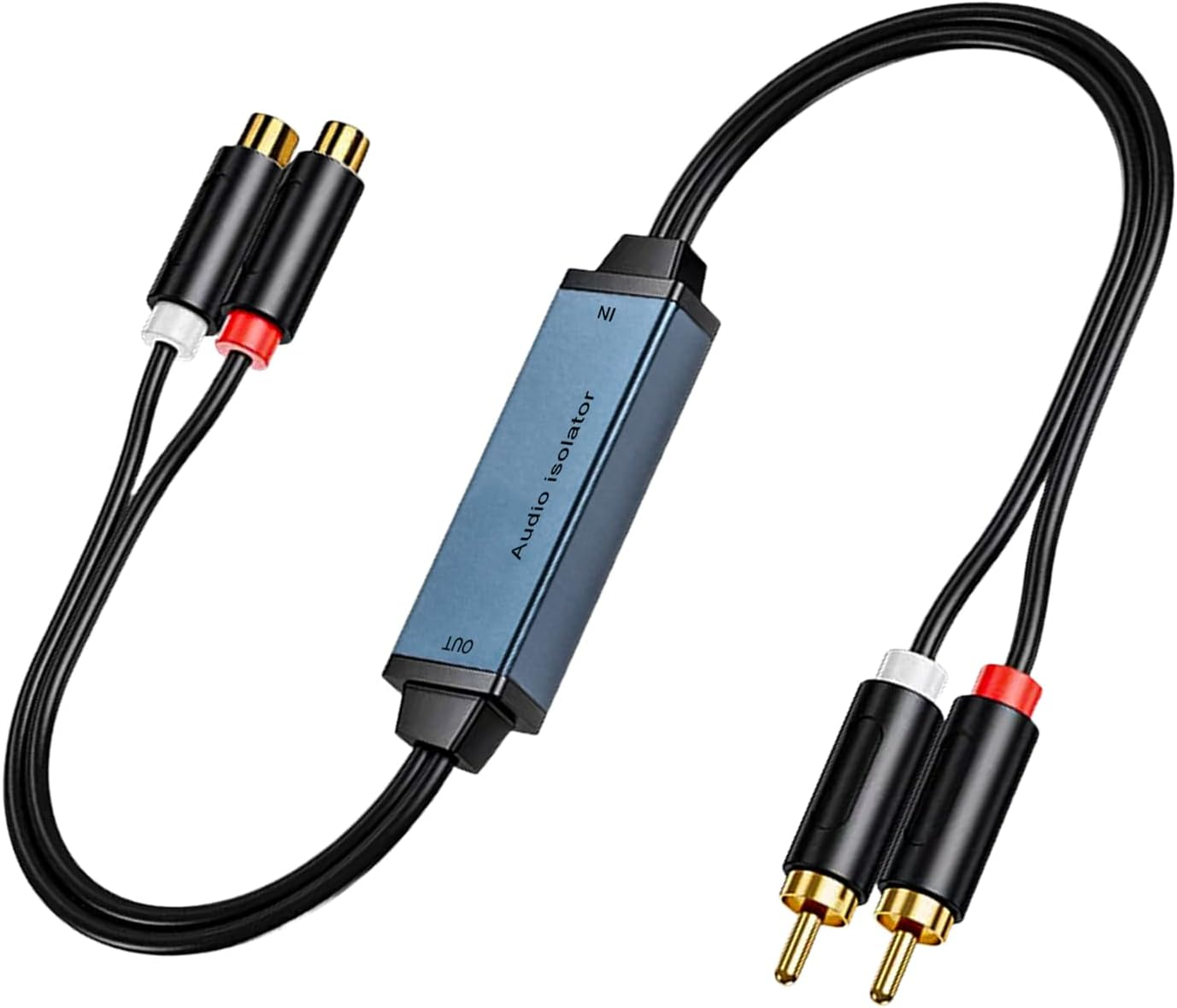 Danfetsoy Ground Loop Noise Isolator RCA, Gold Coating RCA Connectors Aluminum Shell Audio Eliminating Humming Noise for Car and Home Using in Different Situations image number 2