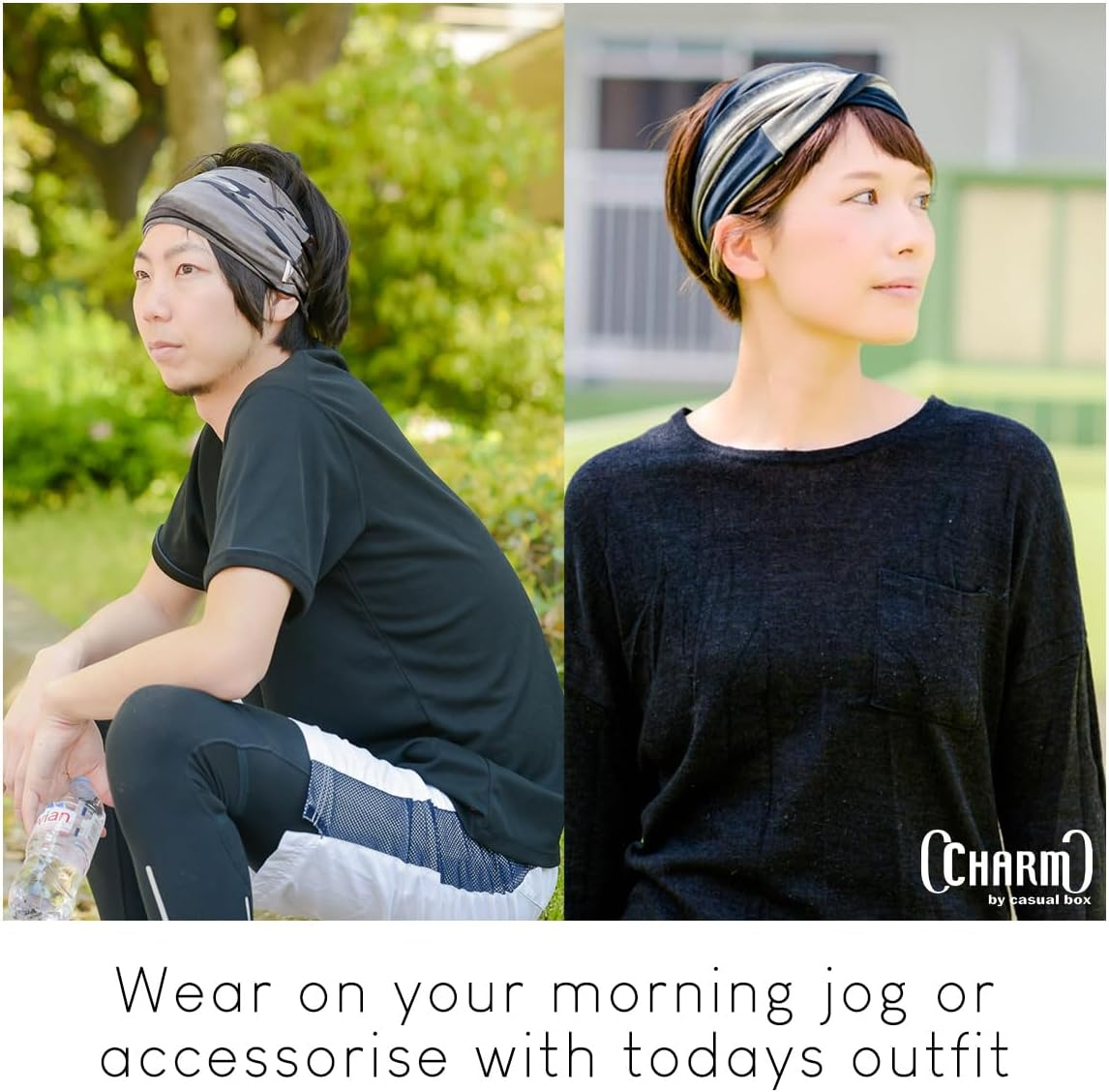 CHARM Mens Tie Dye Bandana Headband - Japanese Head Wrap Womens Hippie Hair Band Marble Khaki - Marble Beige image number 3