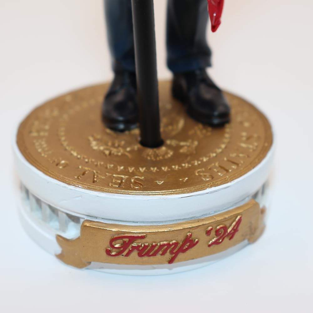 Proud Patriots Donald Trump Bobblehead | (Trump Holding American Flag - Cloth Flag Included) image number 2