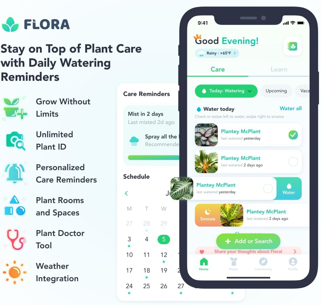 Flora Premium Plant Mister Spray Bottle Producing Gentle & Fine Mist for Precision Hydration, Dispersed Humidity & Moisture - Comes W App for Smart Plant Care (2 Packs) image number 5