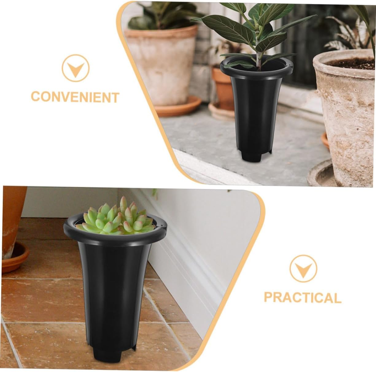 10Pcs Black Plastic Nursery Pots Thickened Large Plant Propagator Pots for Orchids Indoor Outdoor Gardening image number 5