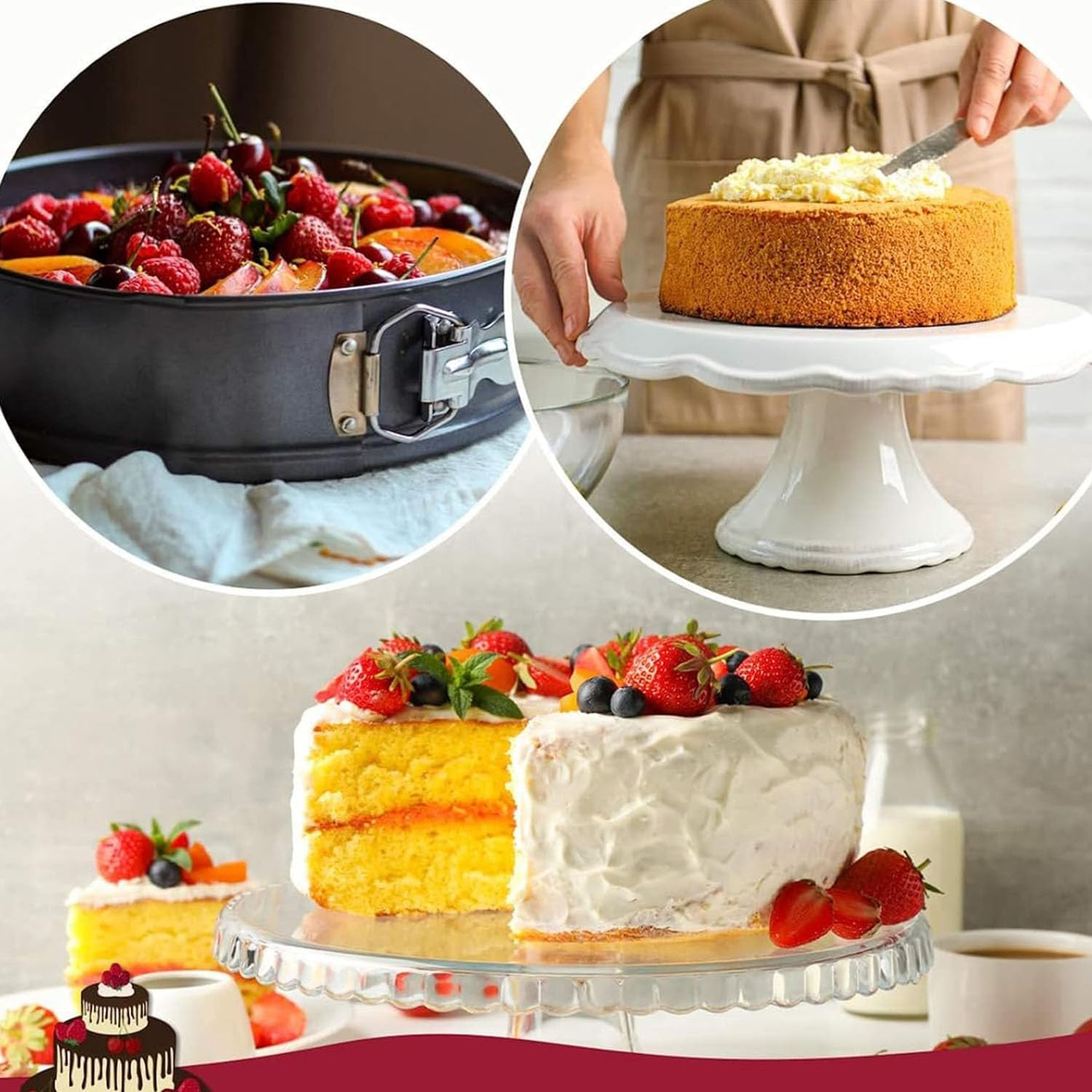 Roczential 3-Pack Springform Cake Pans, Non-Stick Cheesecake Pans with Removable Base, Leak-Proof round Cake Pan Set round Springform Molds (22Cm + 24Cm + 26Cm) image number 4