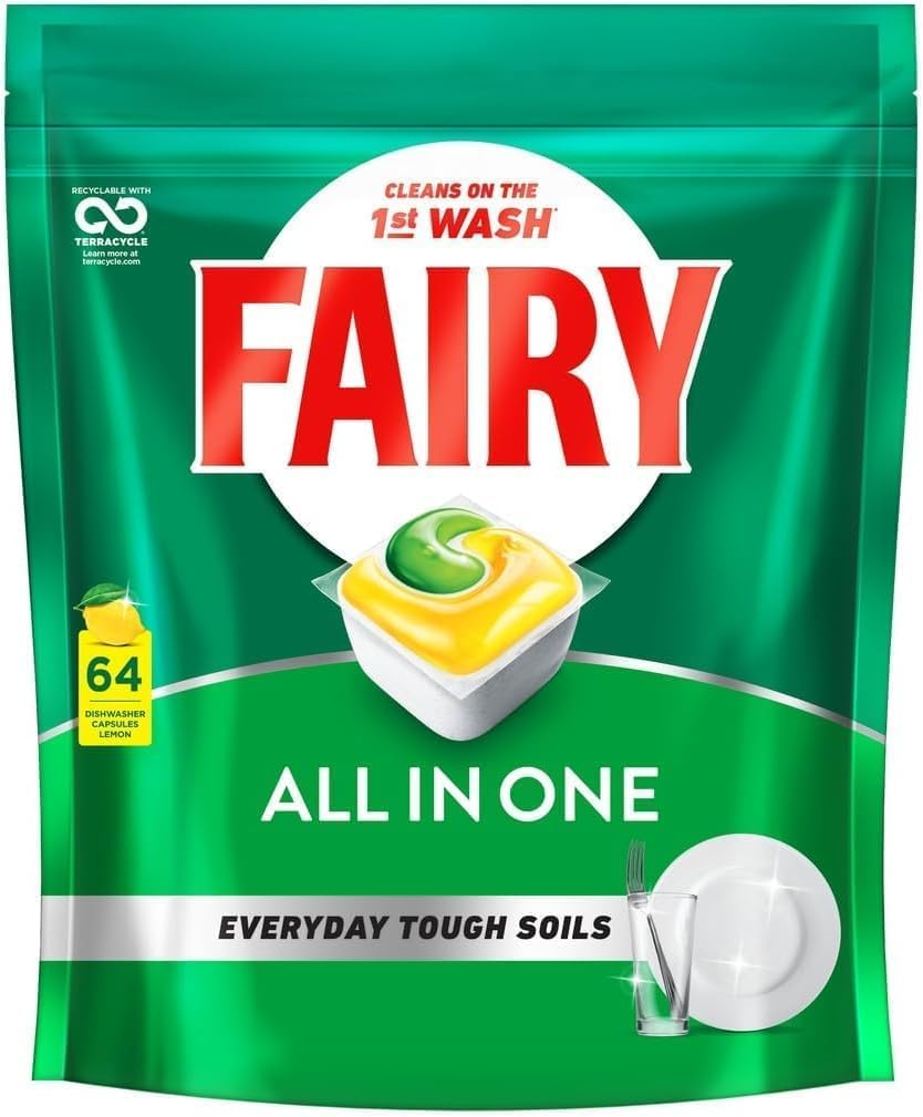 Fairy All in One Lemon Dishwasher Tablets 90 Pack image number 2