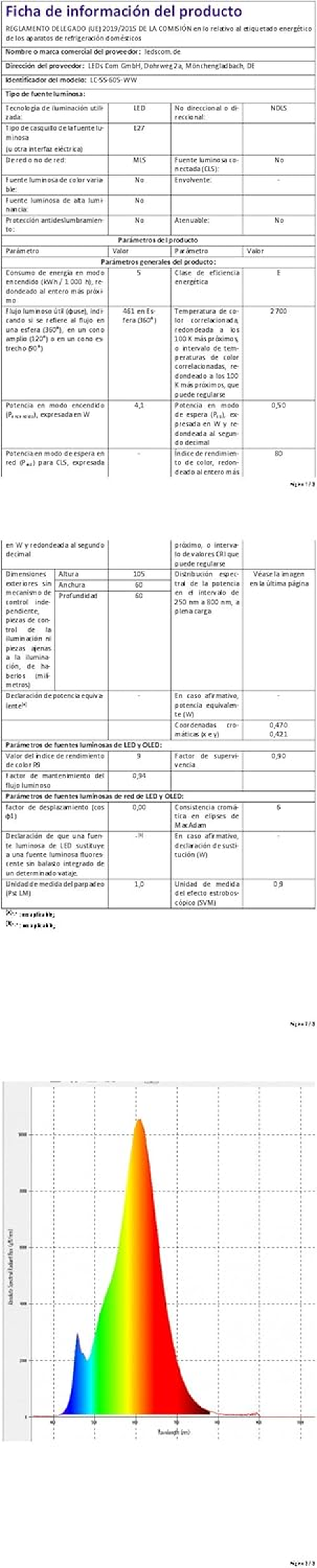 Ledscom.De E27 LED Light Bulb A60 Warm White (2700K) 4.1W 461LM Head Mirror (Silver) 4 Pack image number 6